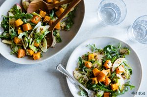Autumn salad with butternut squash & brussels sprouts