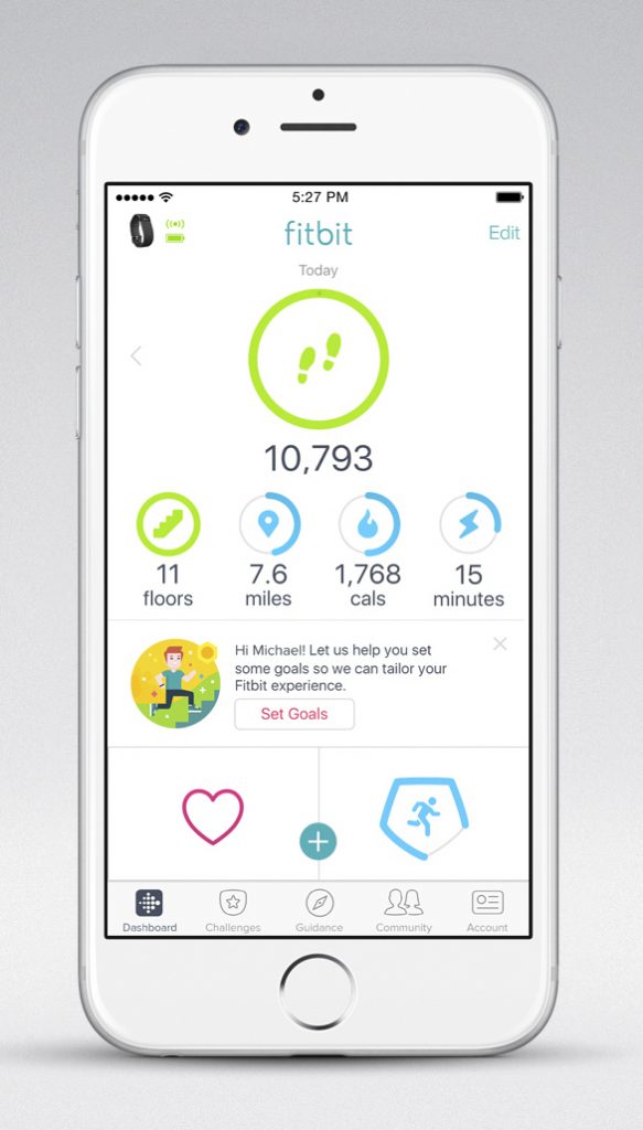 Fitbit Personal Goal Setting App Prompt