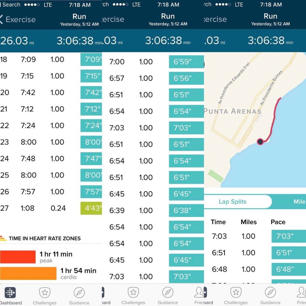 Ryan Hall's Fitbit stats from Chile during the World Marathon Challenge
