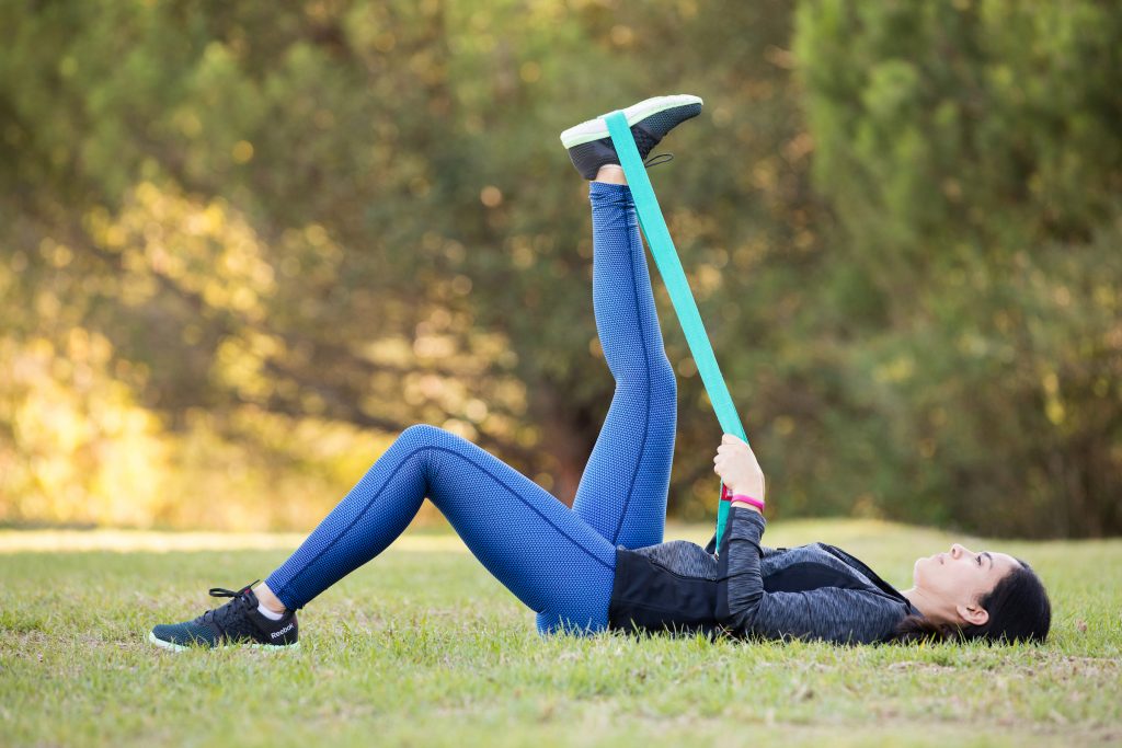 stretching routine resistance band hamstring stretch