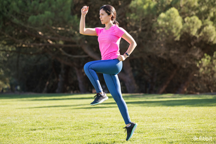 Woman skipping to warm up before exercise.