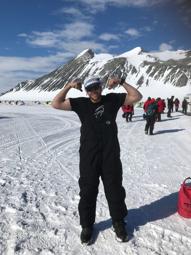 Ryan Hall in Antarctica for the World Marathon Challenge.