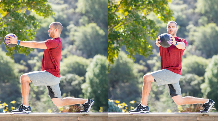 medicine ball exercises lunge with twist