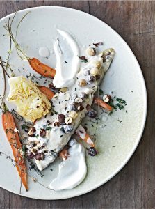 Healthy recipe for Nordic roast cod and carrots. 