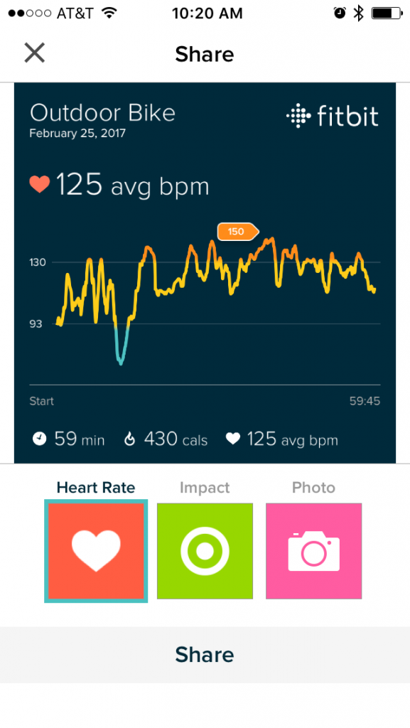Fitbit app exercise sharing screen