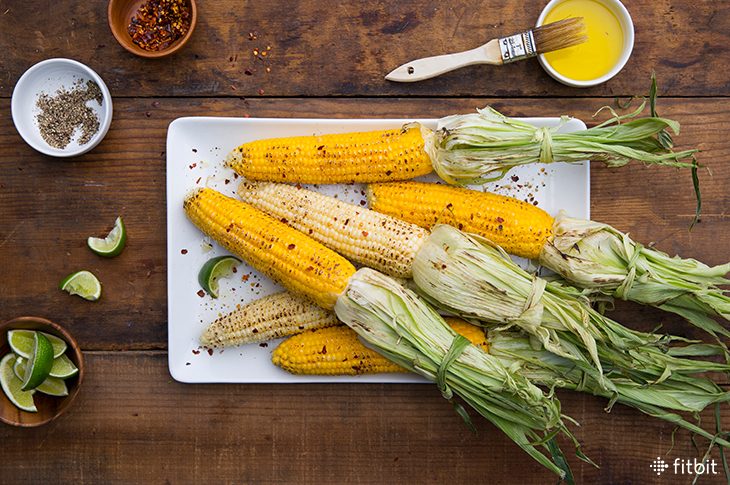 Healthy grilled corn on the cob