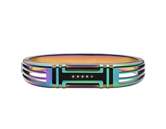 Summer Fitbit Accessories: Tory Burch Metal Hinged Bracelet in Iridescent