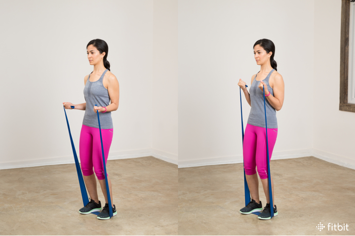 resistance band exercises: bicep curls