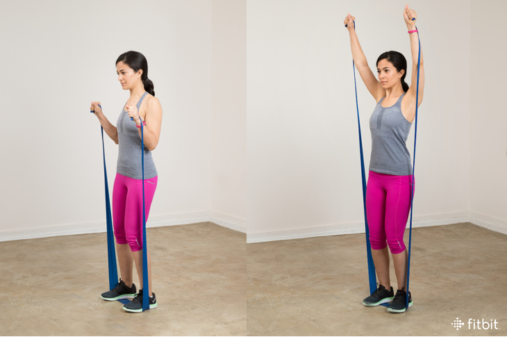 Resistance band exercises: overhead press