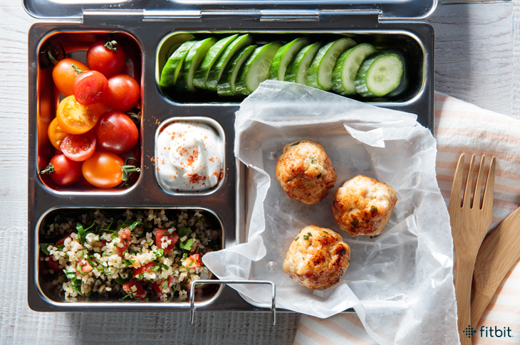 Healthy lunch idea with Greek meatballs