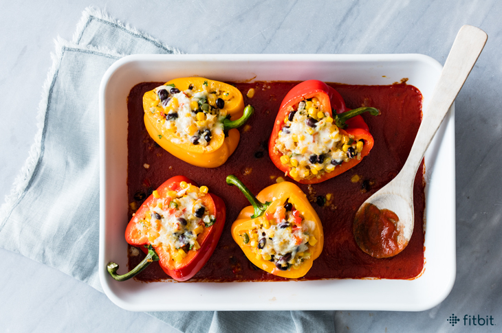 Healthy recipe for stuffed peppers with beans and corn