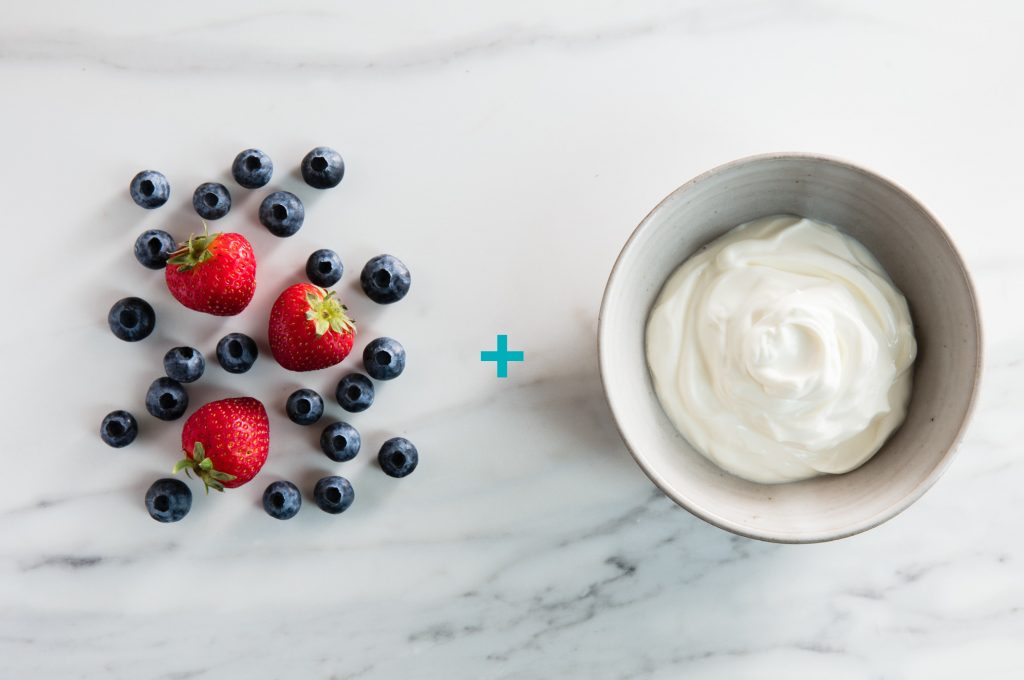 Healthy snack with berries and Greek yogurt