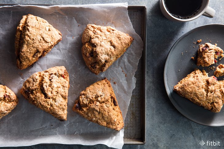 Healthy recipe for oat scones with cranberries and orange zest