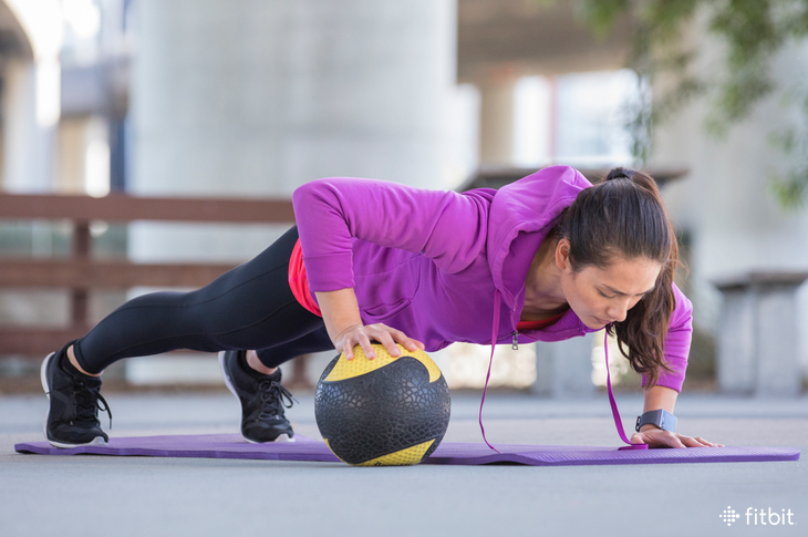 Medicine-ball push-ups are a great way to add an element of difficulty to your workout.