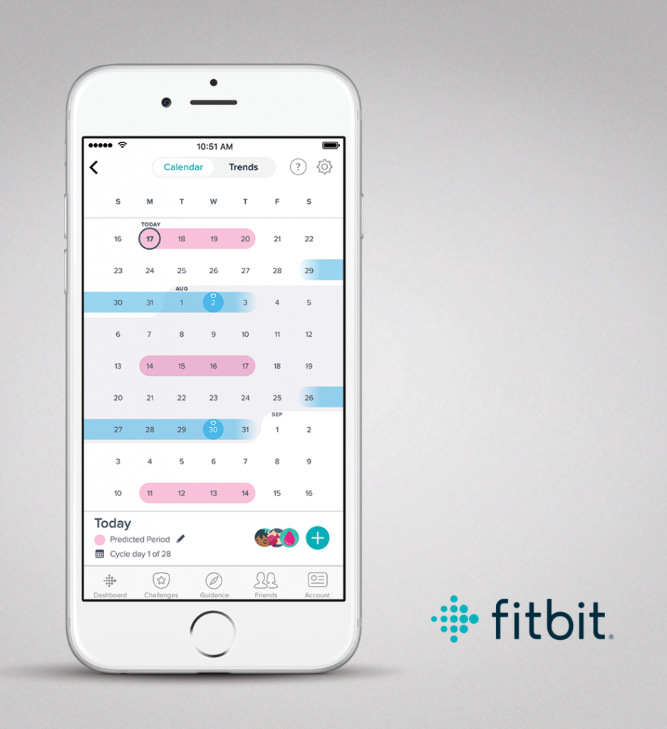Fitbit female health tracking calendar