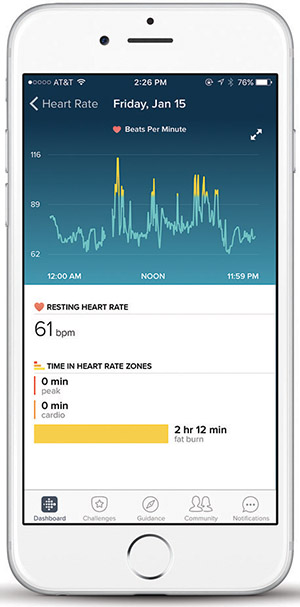 Resting heart rate in the Fitbit app