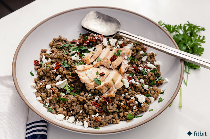 lentil salad - Healthy Recipe: Sun-Baked Tomato, Lentil, and Tuscan Kale Salad with Roast Chicken